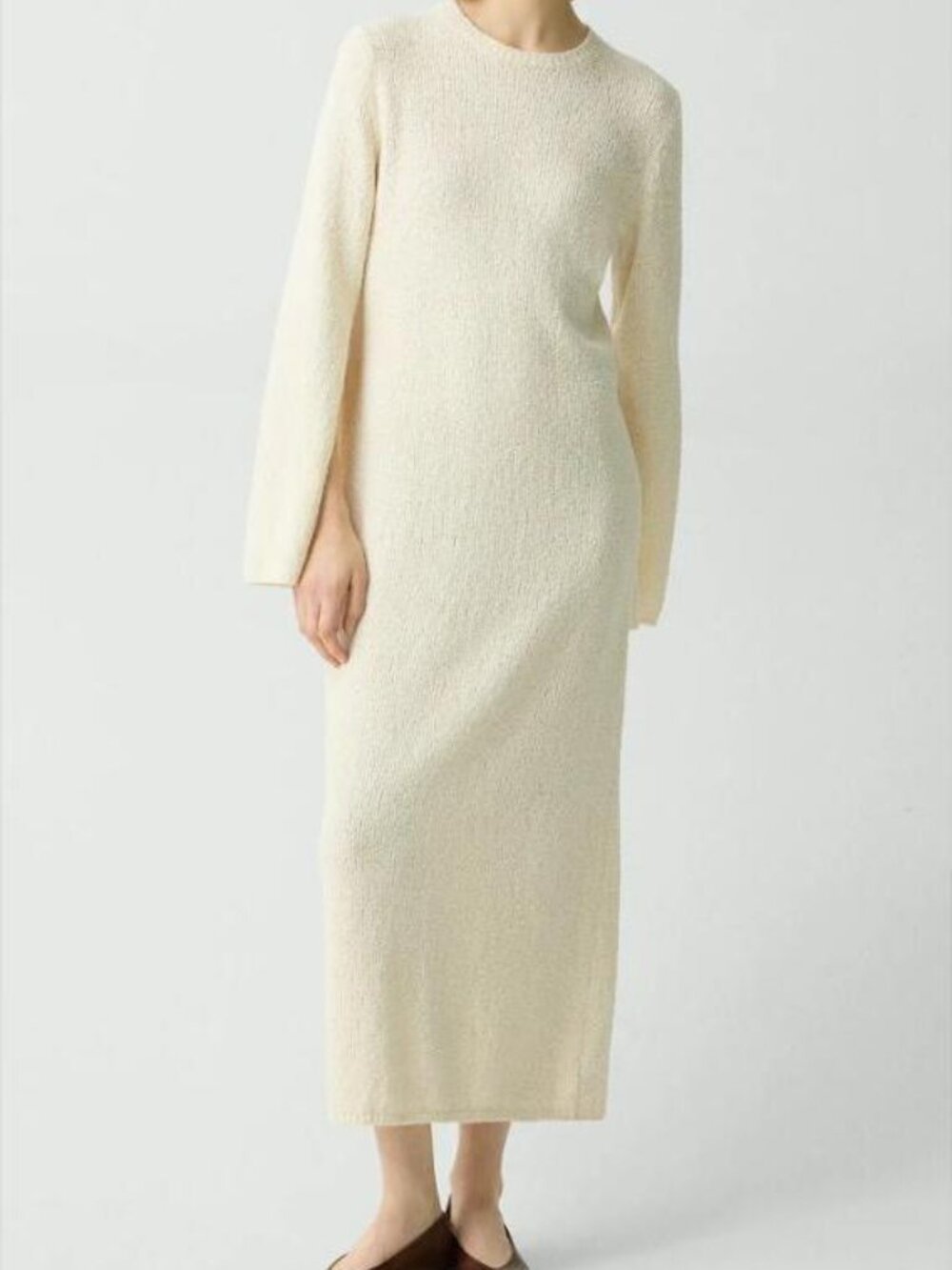Theory Boucle Midi Dress in Ivory